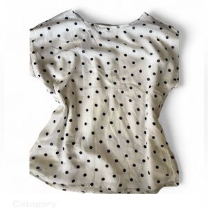 Tahari navy Polka Dot Sheer Blouse